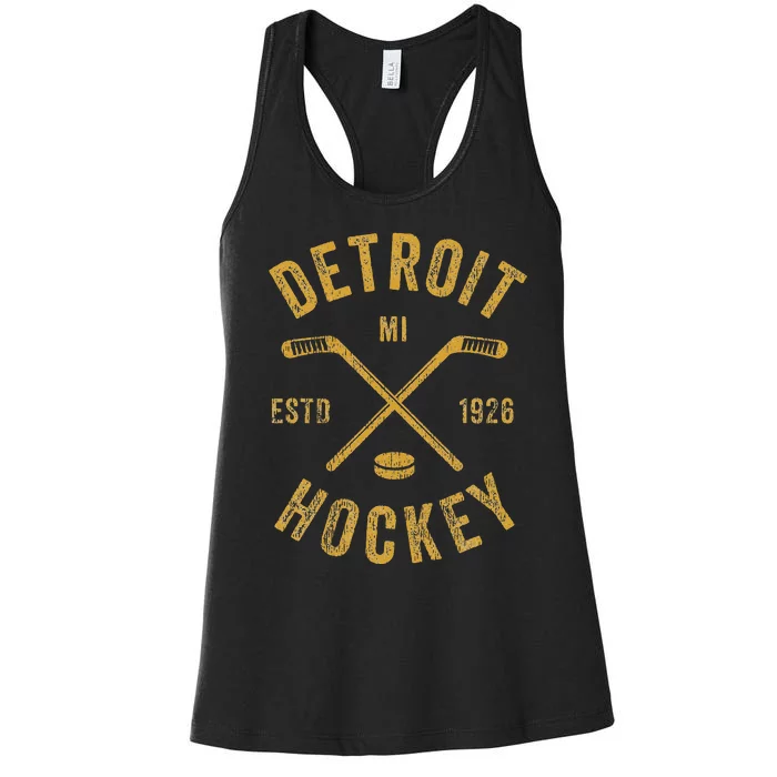 Detroit Mi Ice Hockey Sticks Detroit Hockey Women's Racerback Tank