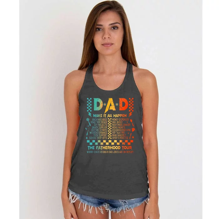 Dad Makes It All Happen Fatherhood Women's Knotted Racerback Tank