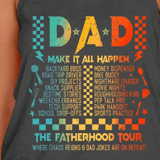 Dad Makes It All Happen Fatherhood Women's Knotted Racerback Tank