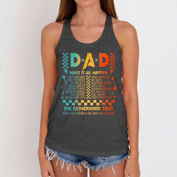 Dad Makes It All Happen Fatherhood Women's Knotted Racerback Tank