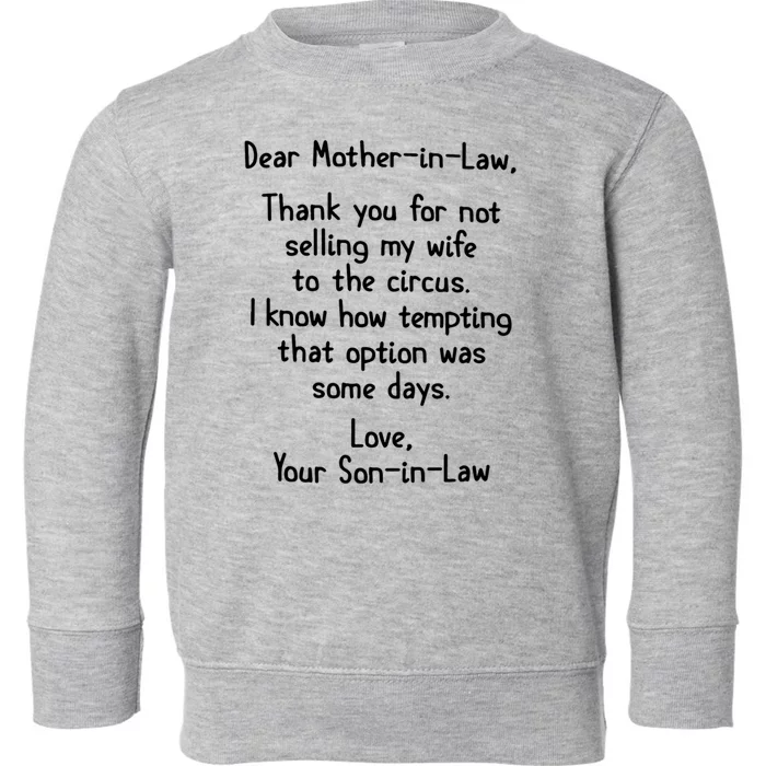 Dear Mother In Law Toddler Sweatshirt