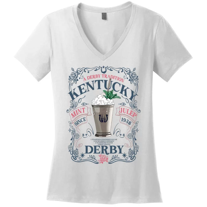 Derby Mint Juleps Since 1938 Kentucky Women's V-Neck T-Shirt