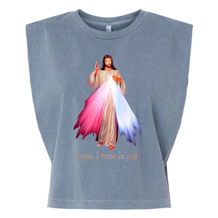 Divine Mercy Jesus I Trust In You Garment-Dyed Women's Muscle Tee