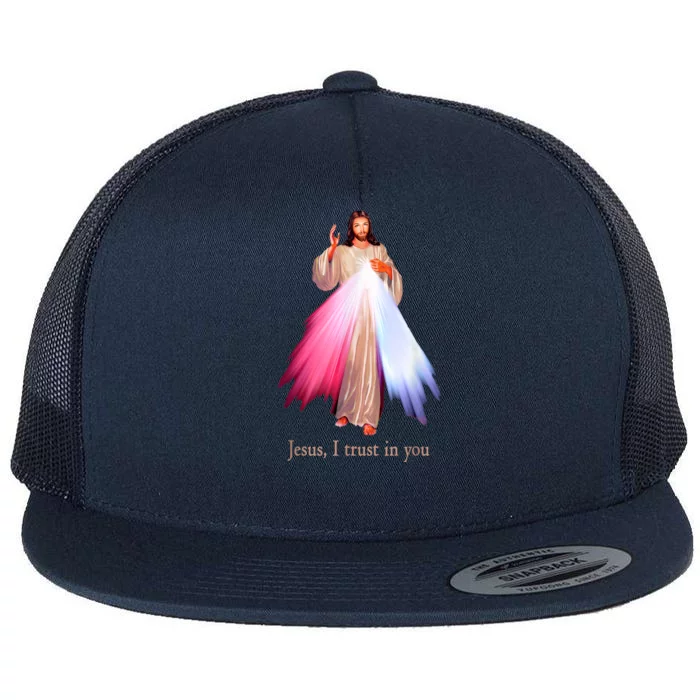 Divine Mercy Jesus I Trust In You Flat Bill Trucker Hat