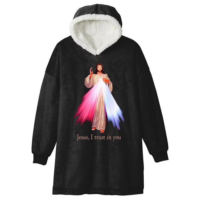 Divine Mercy Jesus I Trust In You Hooded Wearable Blanket