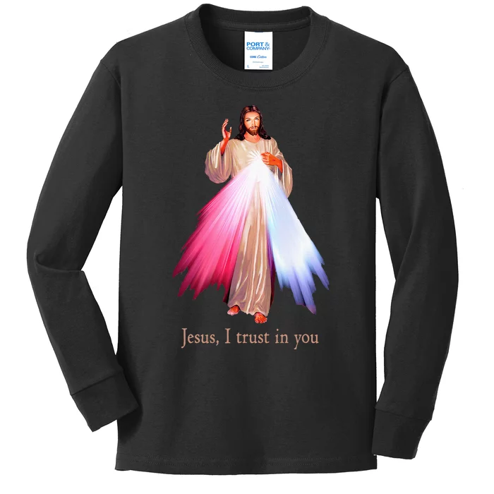 Divine Mercy Jesus I Trust In You Kids Long Sleeve Shirt