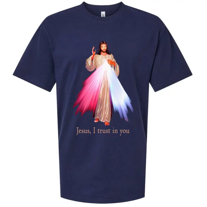 Divine Mercy Jesus I Trust In You Sueded Cloud Jersey T-Shirt