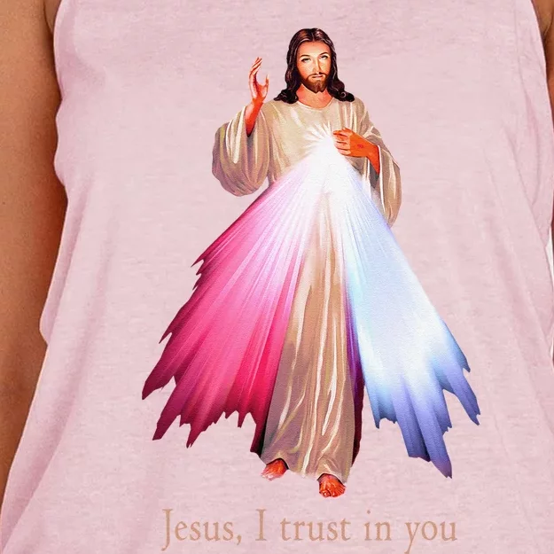 Divine Mercy Jesus I Trust In You Women's Knotted Racerback Tank