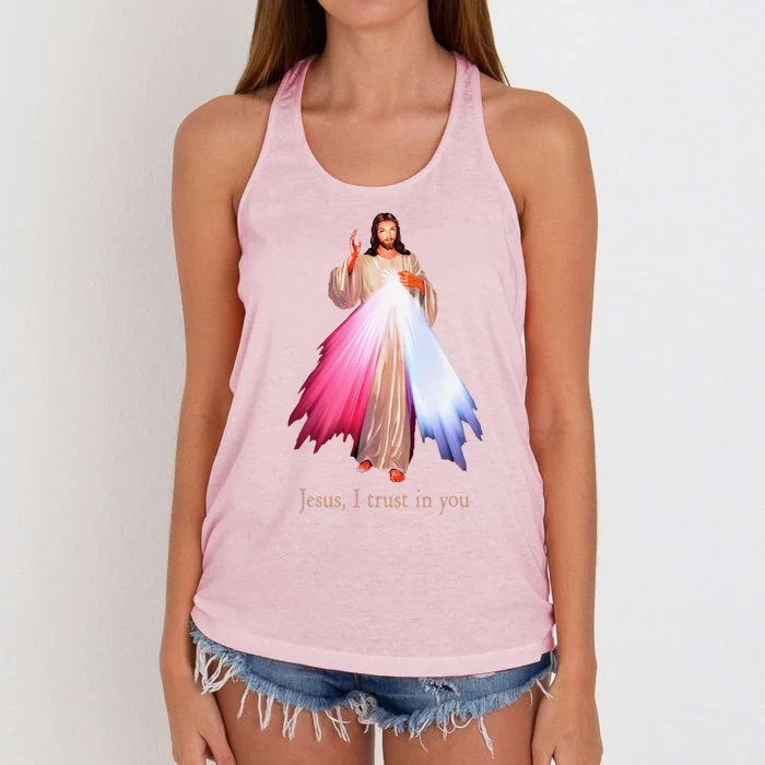 Divine Mercy Jesus I Trust In You Women's Knotted Racerback Tank