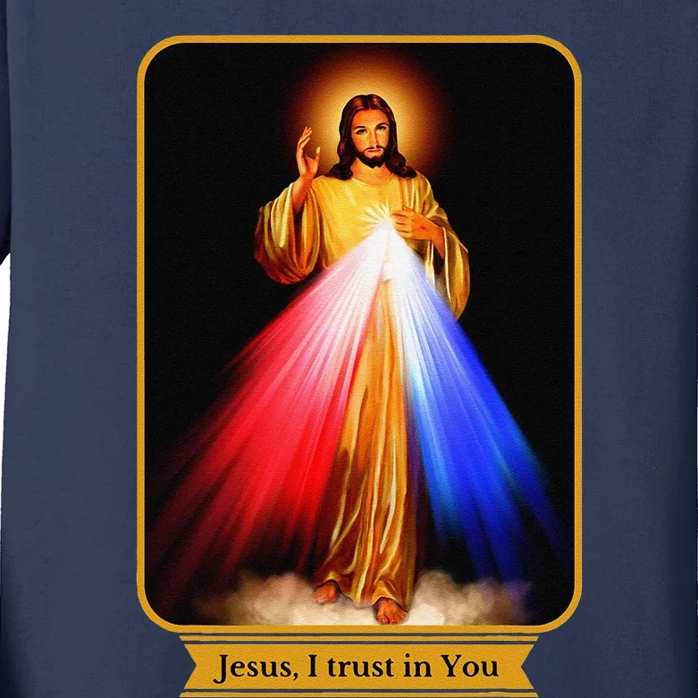 Divine Mercy Jesus I Trust In You Catholic Kids Long Sleeve Shirt