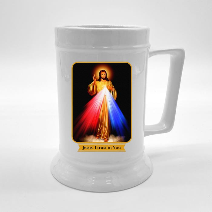 Divine Mercy Jesus I Trust In You Catholic Front & Back Beer Stein