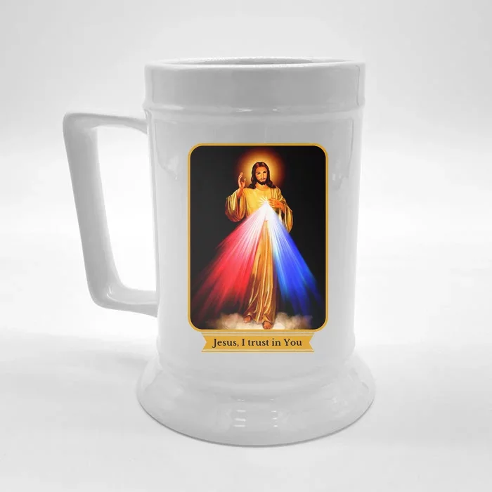 Divine Mercy Jesus I Trust In You Catholic Front & Back Beer Stein