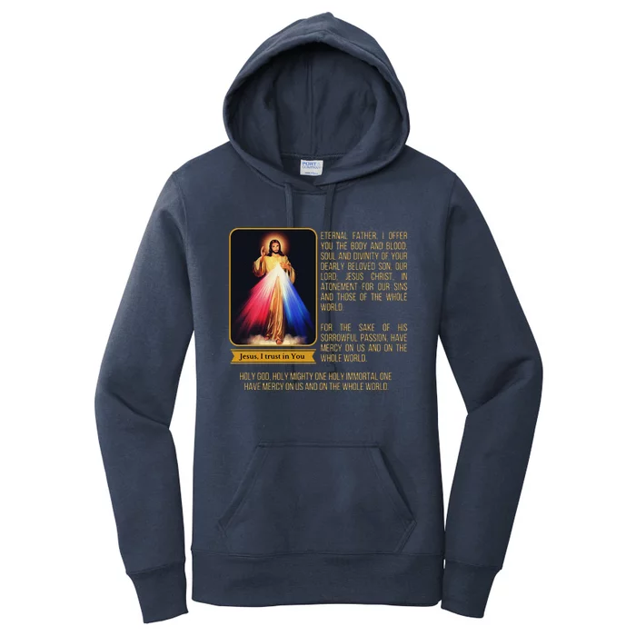 Divine Mercy Jesus Image Chaplet Novena Prayer Catholic Women's Pullover Hoodie