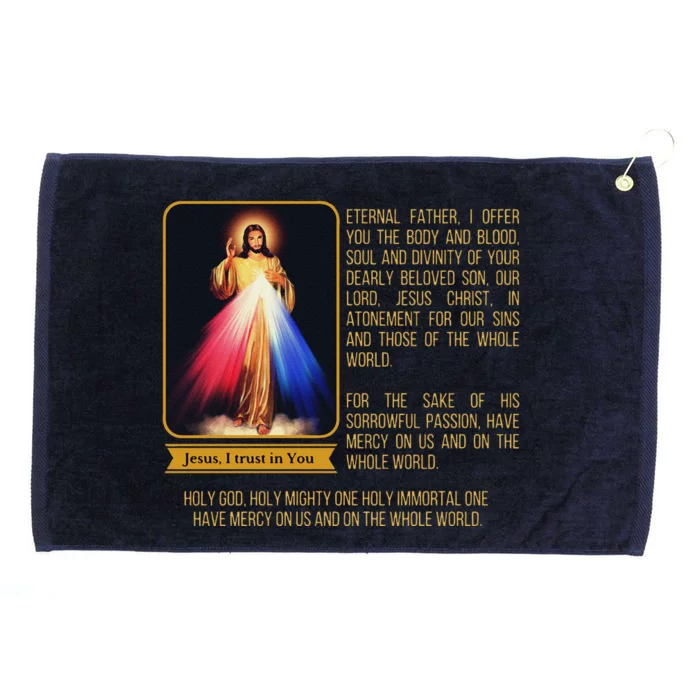 Divine Mercy Jesus Image Chaplet Novena Prayer Catholic Grommeted Golf Towel