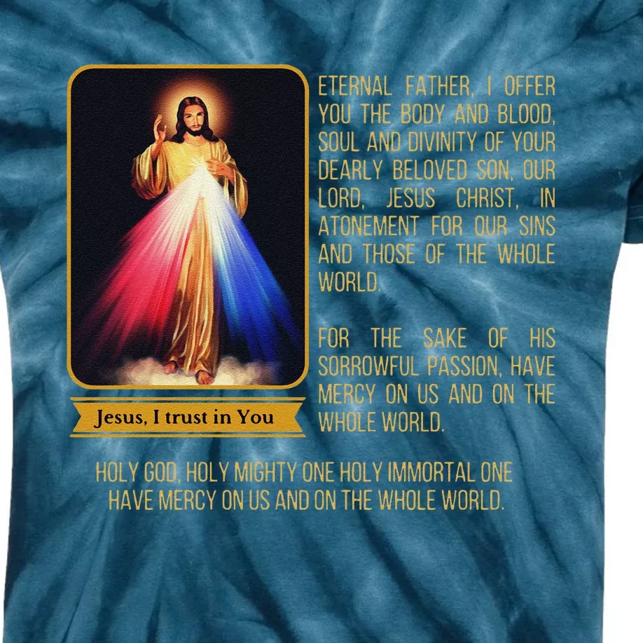 Divine Mercy Jesus Image Chaplet Novena Prayer Catholic Kids Tie-Dye T-Shirt