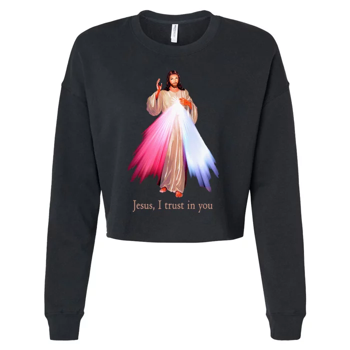 Divine Mercy Jesus I Trust In You Cropped Pullover Crew