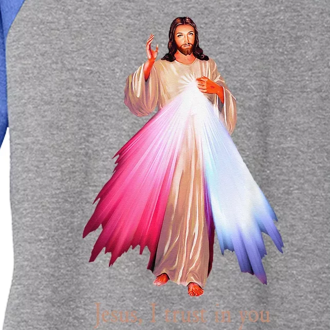 Divine Mercy Jesus I Trust In You Women's Tri-Blend 3/4-Sleeve Raglan Shirt