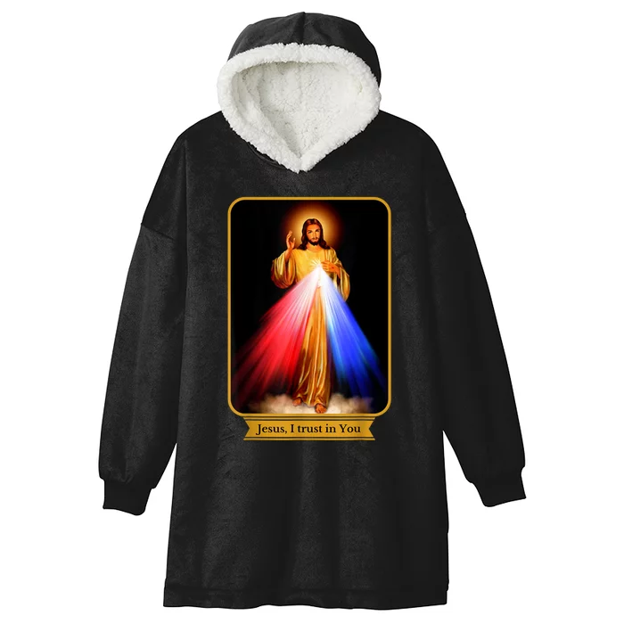 Divine Mercy Jesus I Trust In You Catholic Hooded Wearable Blanket