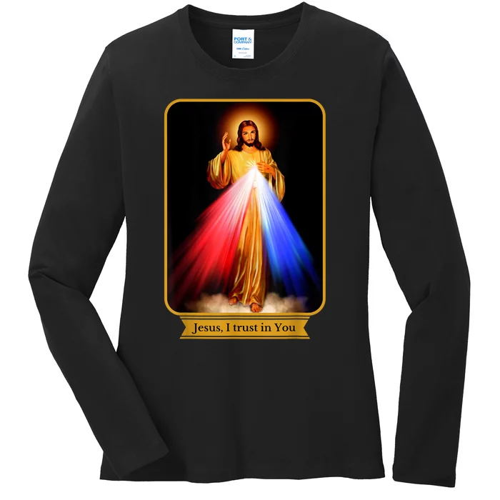 Divine Mercy Jesus I Trust In You Catholic Ladies Long Sleeve Shirt