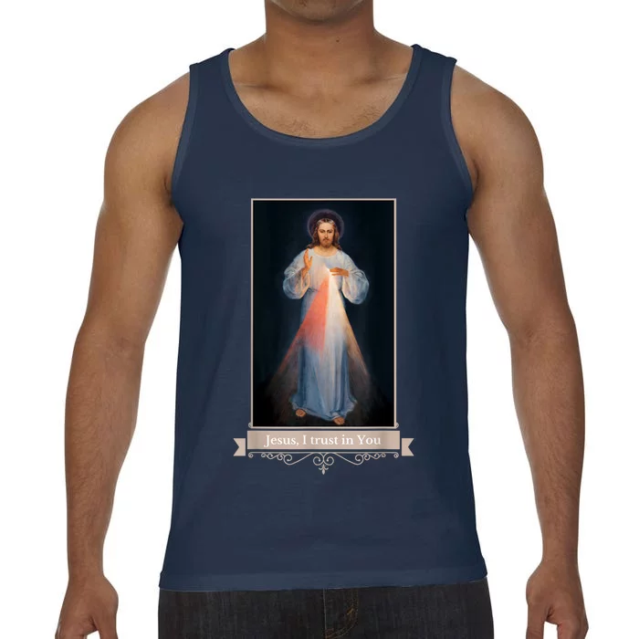 Divine Mercy Jesus I Trust In You Catholic Religious Comfort Colors® Tank Top