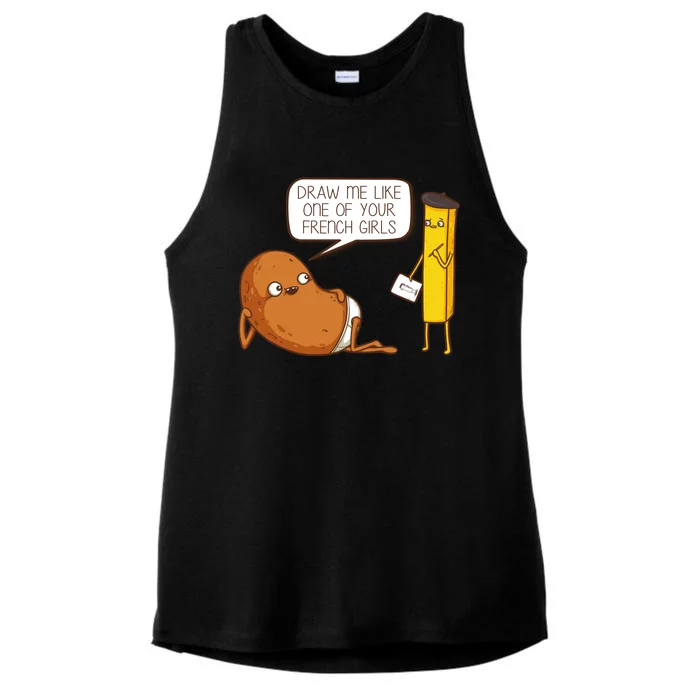 Draw Me Like One Of Your French Girls Fries Potato Funny Ladies Tri-Blend Wicking Tank