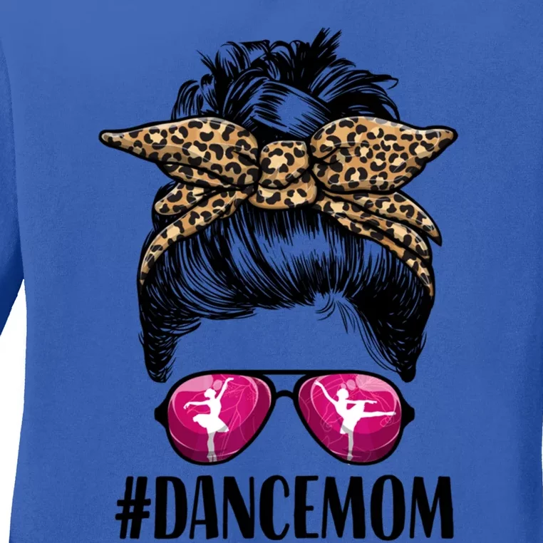 Dance Mom Life Messy Bun Leopard Ballet Mom Dance Mom Cute Gift Ladies Long Sleeve Shirt