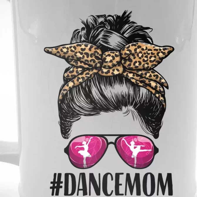 Dance Mom Life Messy Bun Leopard Ballet Mom Dance Mom Cute Gift Front & Back Beer Stein