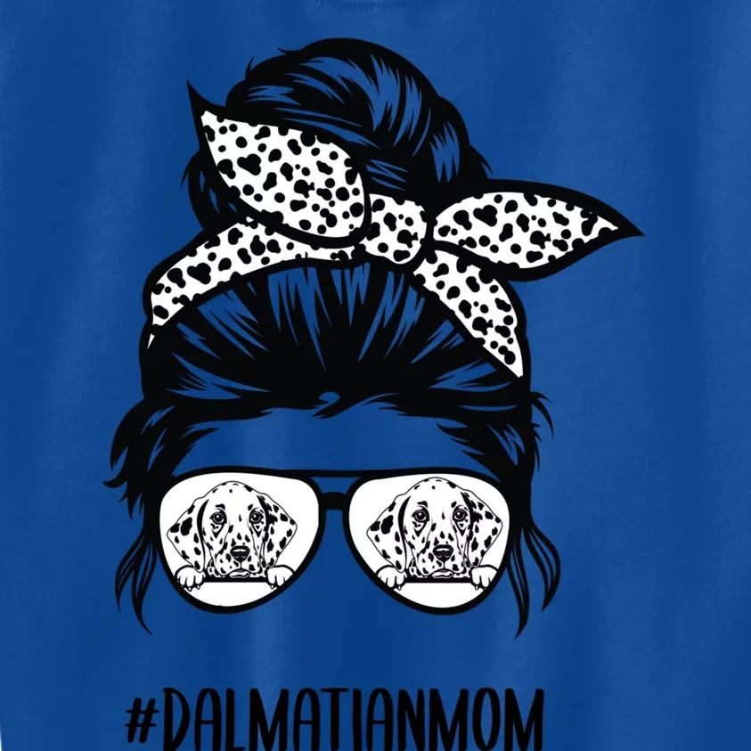 Dalmatian Mom Life Messy Bun Hair Glasses Gift Kids Sweatshirt