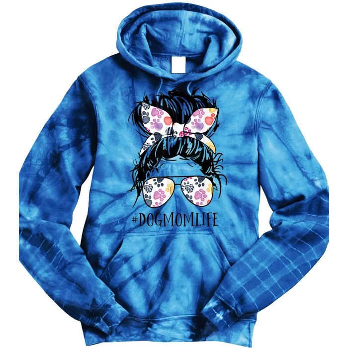 Dog Mom Life Messy Bun Hair Mothers Day Animal Gift Tie Dye Hoodie