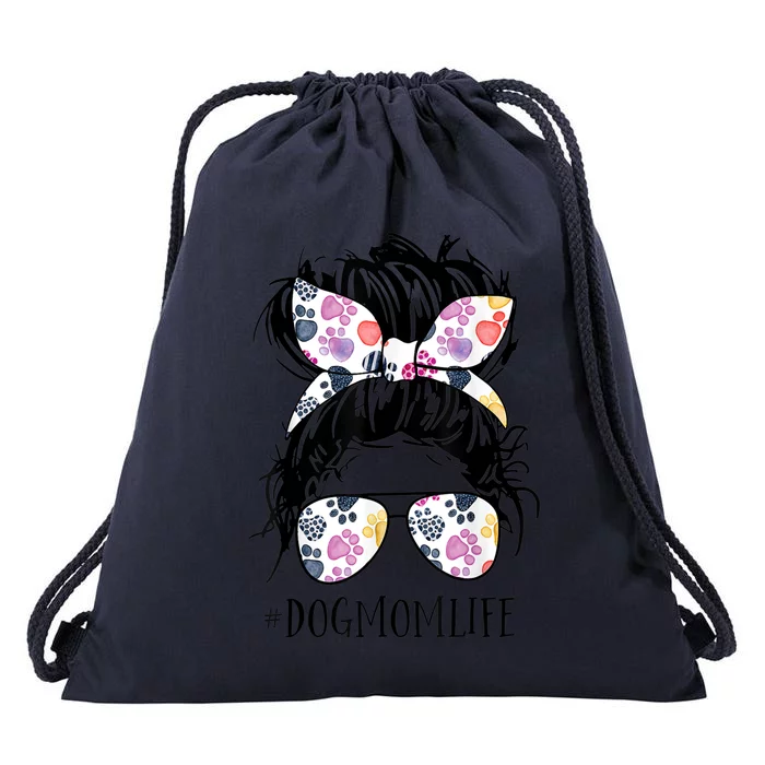 Dog Mom Life Messy Bun Hair Mothers Day Animal Gift Drawstring Bag