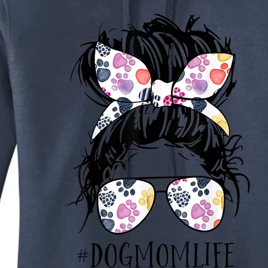 Dog Mom Life Messy Bun Hair Mothers Day Animal Gift Women's Pullover Hoodie