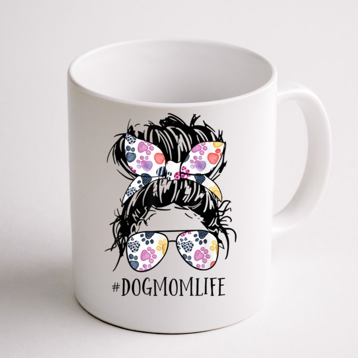 Dog Mom Life Messy Bun Hair Mothers Day Animal Gift Front & Back Coffee Mug