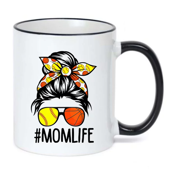 Dy Mom Life Softball Basketball Mommy Mothers Day Messy Bun Black Color Changing Mug