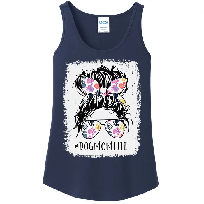 Dog Mom Life Messy Bun Hair Mothers Day Funny Animal Ladies Essential Tank