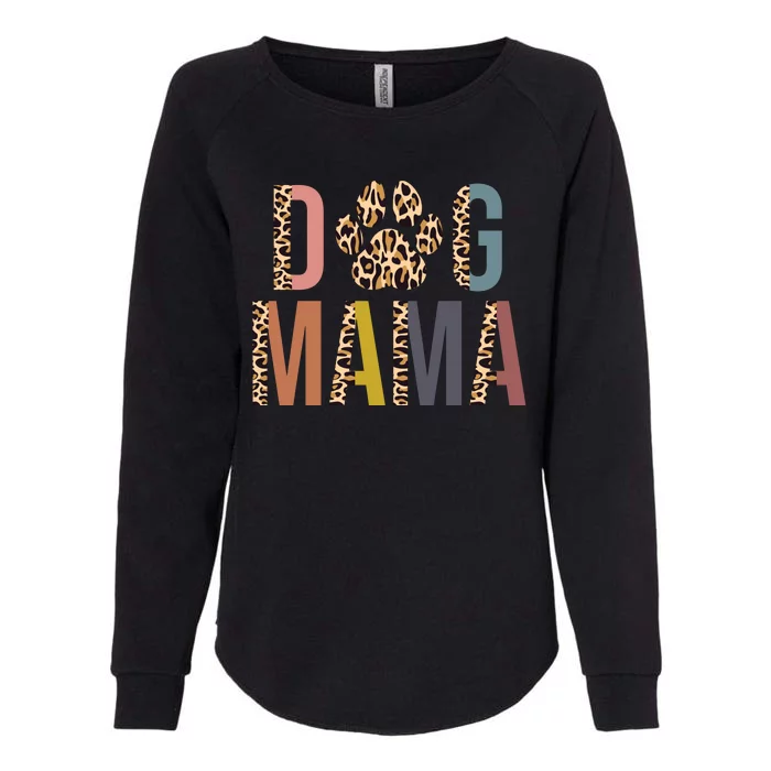 Dog Mama Leopard Paw Print Womens California Wash Sweatshirt