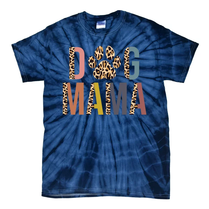 Dog Mama Leopard Paw Print Tie-Dye T-Shirt