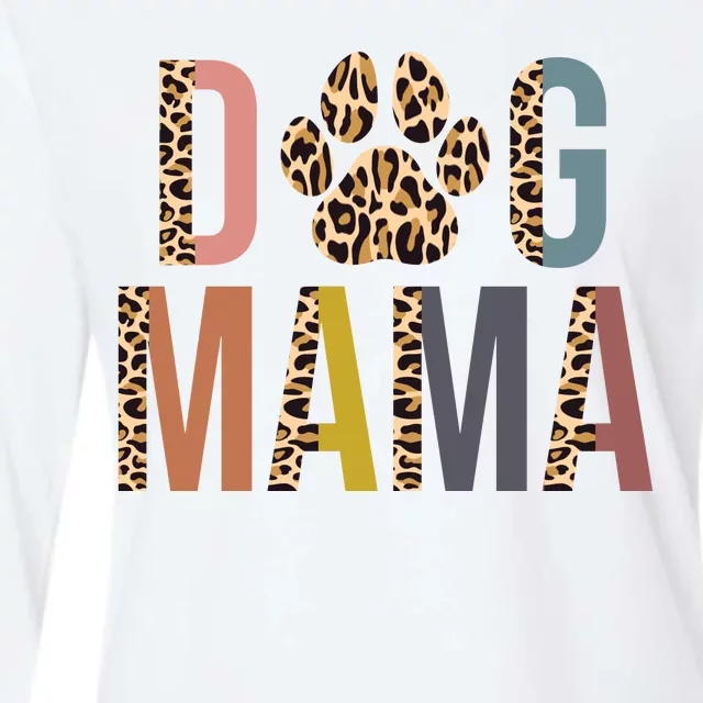 Dog Mama Leopard Paw Print Womens Cotton Relaxed Long Sleeve T-Shirt