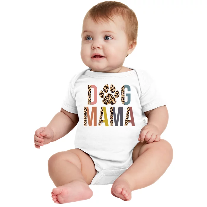 Dog Mama Leopard Paw Print Baby Bodysuit