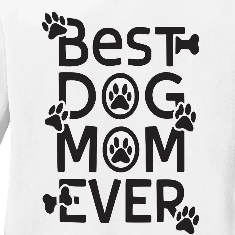 Dog Mom Life Paw Print Heart Cute Funny Dog Mom Product Ladies Long Sleeve Shirt