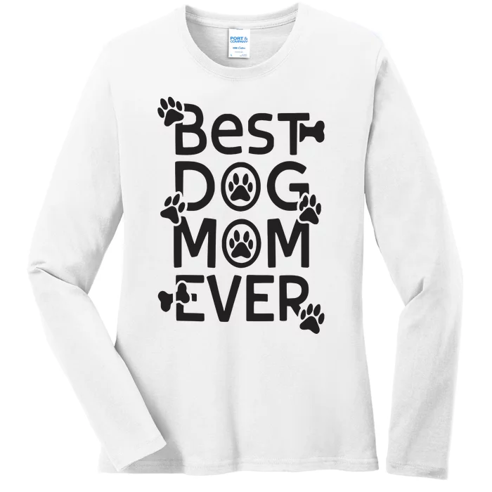 Dog Mom Life Paw Print Heart Cute Funny Dog Mom Product Ladies Long Sleeve Shirt