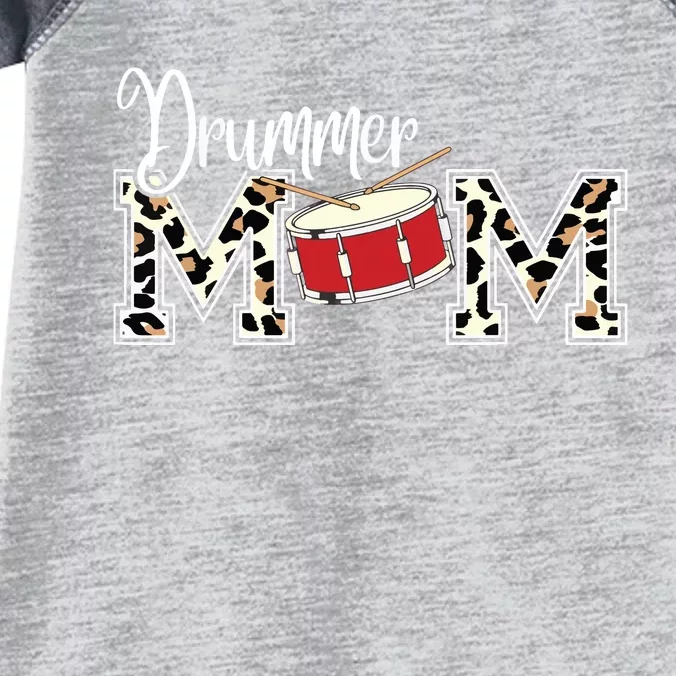 Drummer Mom Leopard Print Proud Drummer Mom Musical Infant Baby Jersey Bodysuit