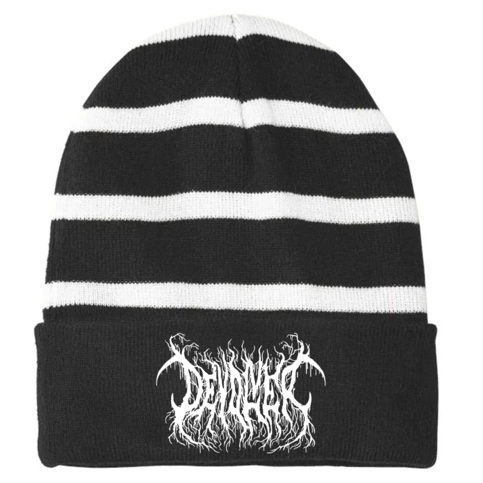 Devolver Metal Logo Striped Beanie with Solid Band