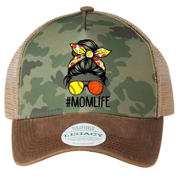 Dy Mom Life Softball Basketball Mommy Mothers Day Messy Bun Legacy Tie Dye Trucker Hat