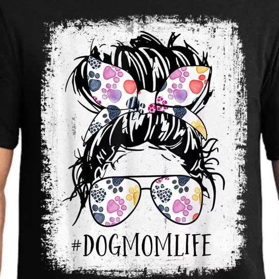 Dog Mom Life Messy Bun Hair Mothers Day Women Animal Pajama Set