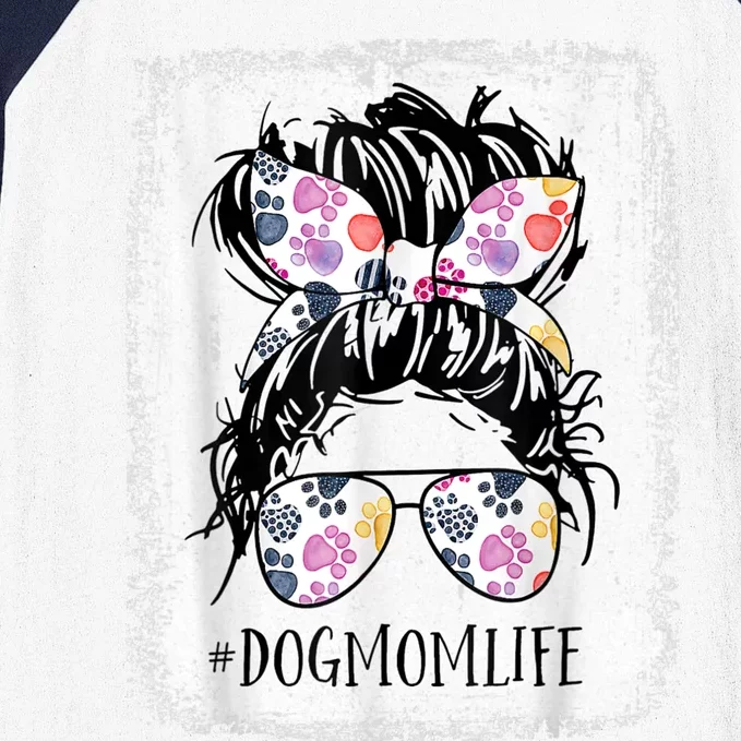 Dog Mom Life Messy Bun Hair Mothers Day Women Animal Baseball Sleeve Shirt