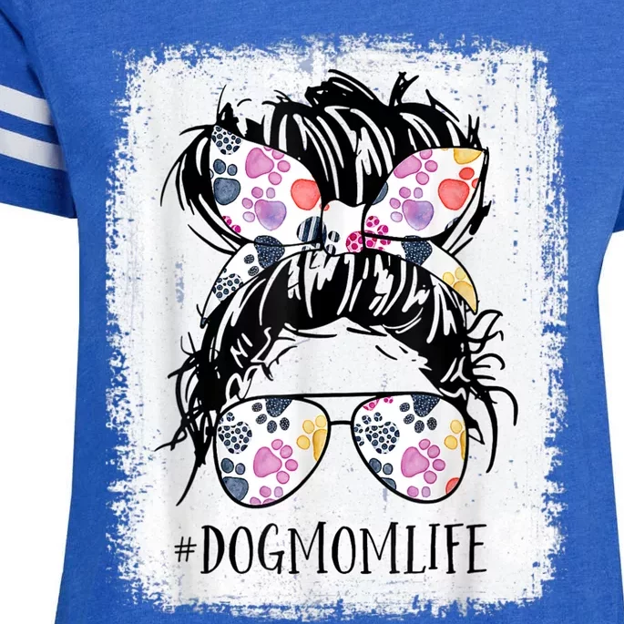 Dog Mom Life Messy Bun Hair Mothers Day Women Animal Enza Ladies Jersey Football T-Shirt