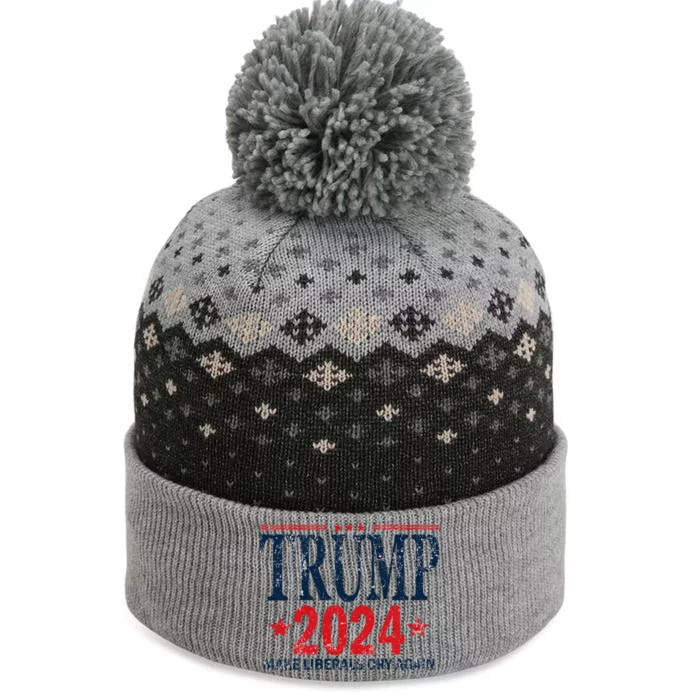 Dunny Make Liberals Cry Again Vintage Trump 2024 The Baniff Cuffed Pom Beanie