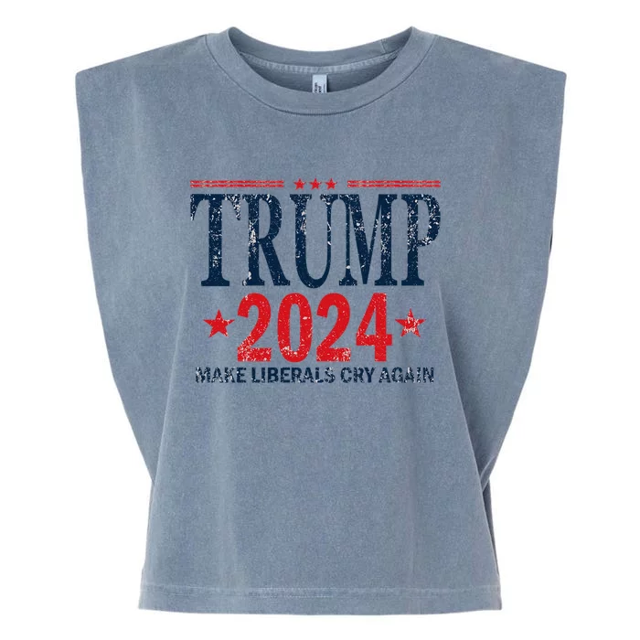 Dunny Make Liberals Cry Again Vintage Trump 2024 Garment-Dyed Women's Muscle Tee