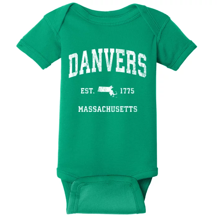 Danvers Massachusetts Ma Vintage Established Athletic Sports Baby Bodysuit