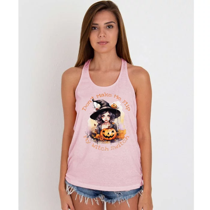 DonT Make Me Flip My Witch Switch Halloween Couples 2024 Women's Knotted Racerback Tank